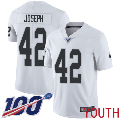 Oakland Raiders Limited White Youth Karl Joseph Road Jersey NFL Football 42 100th Season Vapor Jersey